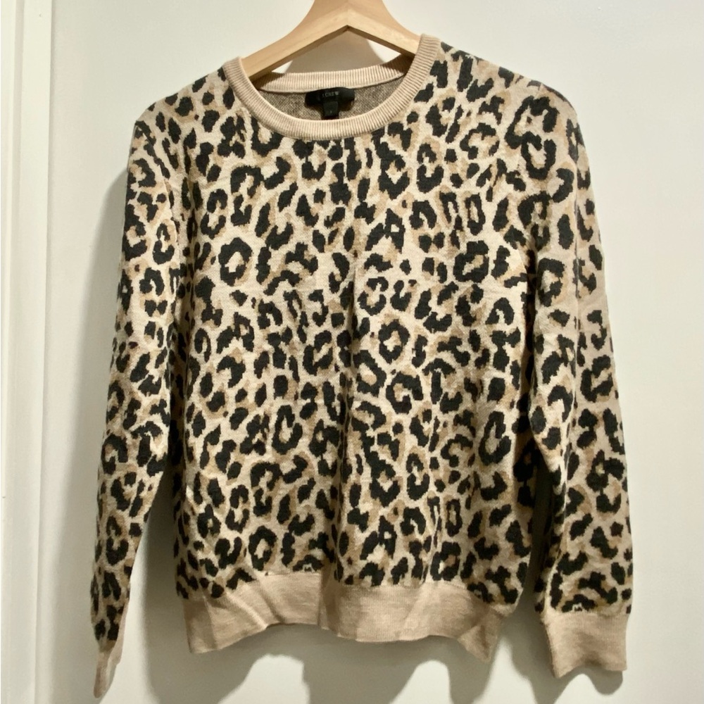 (10) J.Crew Wool Leopard Dark Academia Preppy MobWife Boho Sporty Sweate…